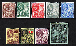 Барбадос, 1912/1916, Стандарт, Король Георг V, Колесница, 9 марок